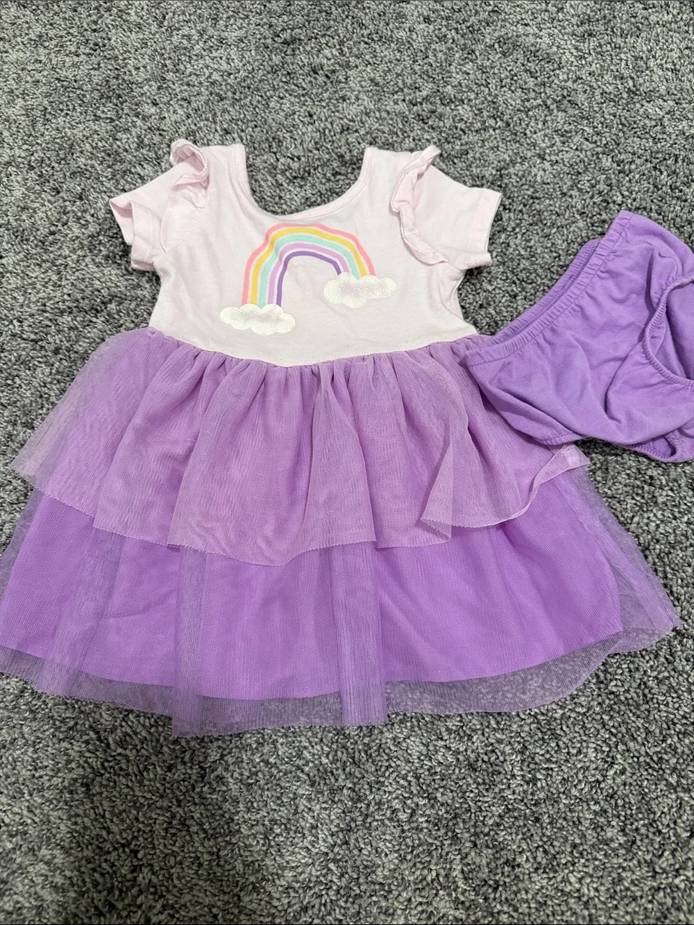 Cat & Jack Pink Top Purple Tulle Rainbow Tutu Dress
